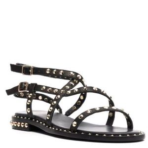 ASH Gold Studded Black Sandal (Size 39)